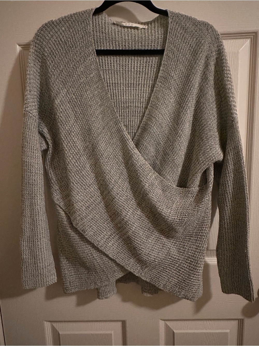 Astr Light Gray Wrap-Front V-Neck Sweater